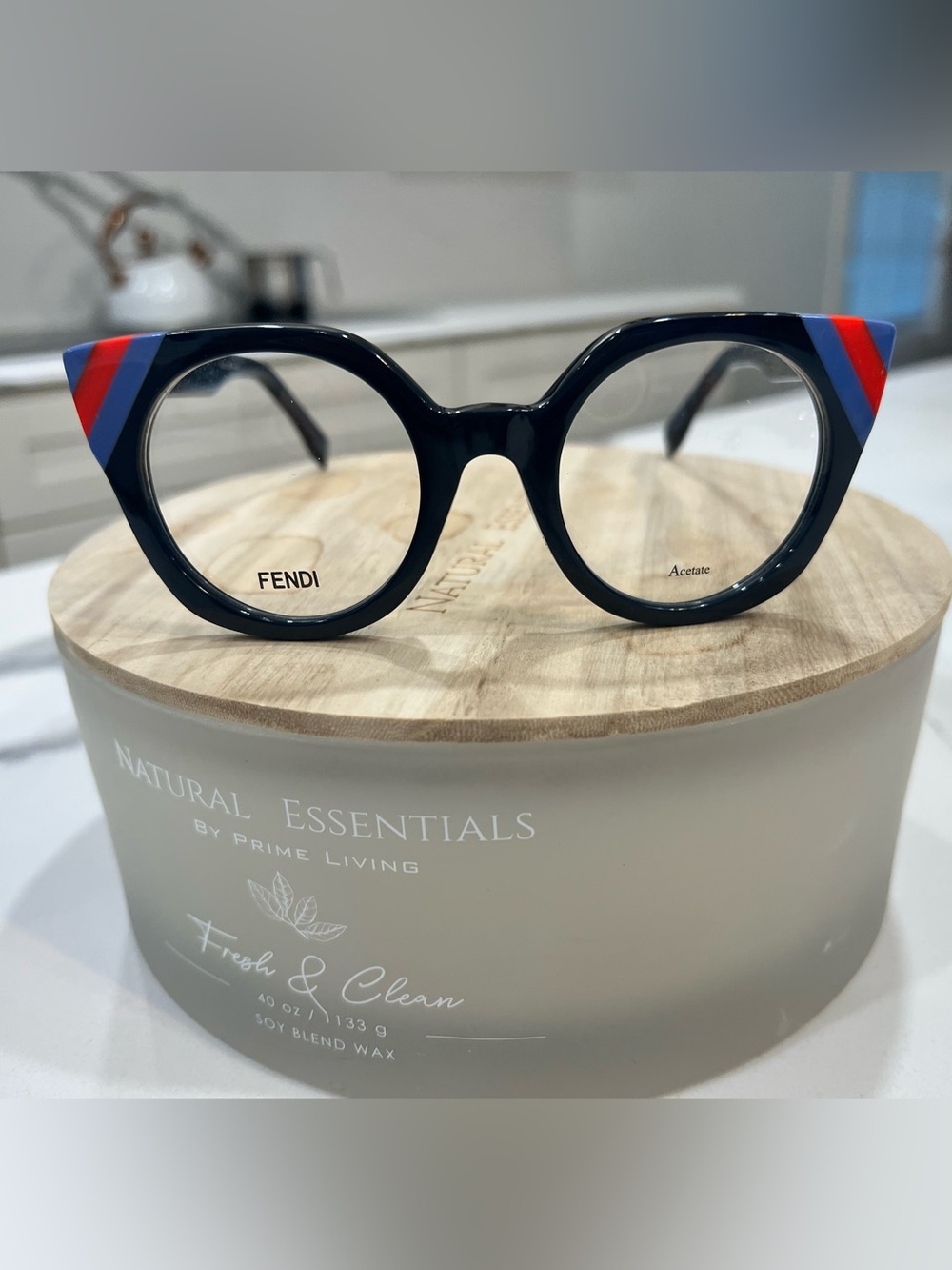 Authentic Fendi FF 0246 Waves Cat Eye Glasses Frames Blue Red